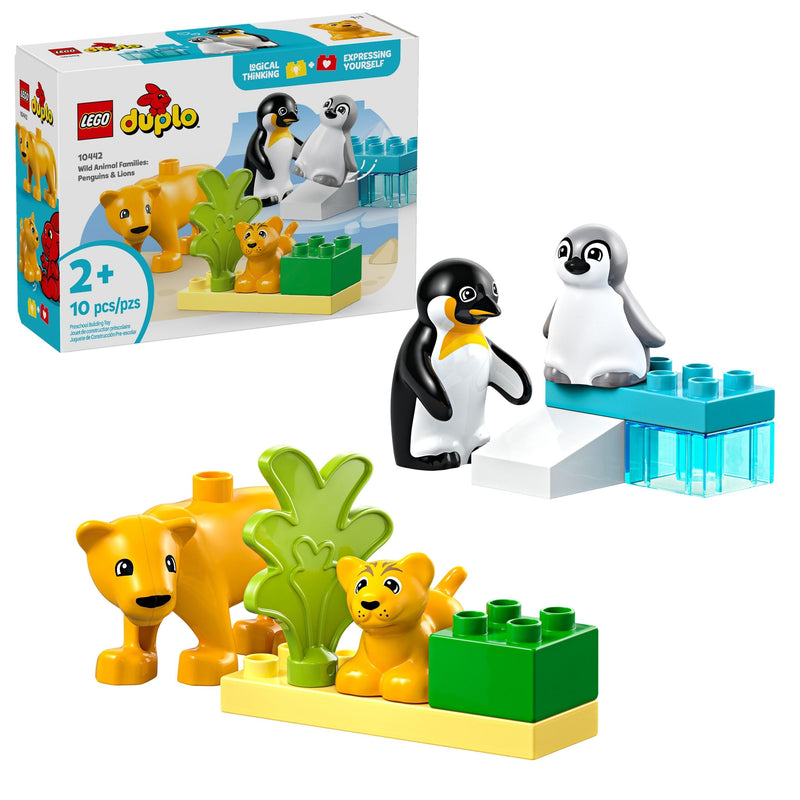 LEGO DUPLO Wild Animal Families: Penguins & Lions Toy Building Set - 10442, 10-pcs, Ages 2+ G0