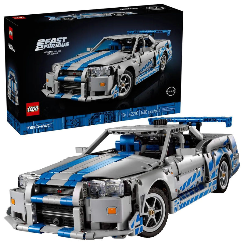 LEGO Technic 2 Fast 2 Furious Nissan Skyline GT-R (R34) Car - 42210, 1410-pcs, Ages 18+ Y2