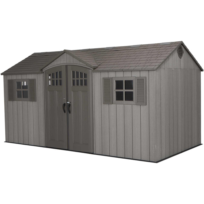 Lifetime Outdoor Storage Shed with Dual Side Entry, Dark Grey Roughcut, 15 x 8-ft R4