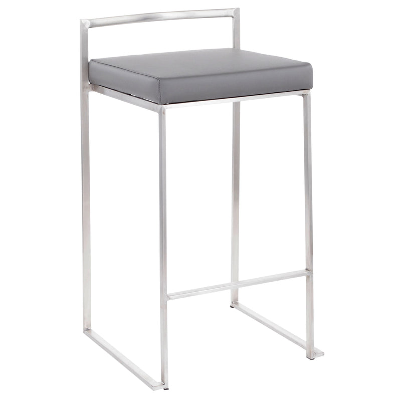 Lumisource Fuji Stacker Fixed-Height Counter Stool, Grey, 26-in, 2-pc R2