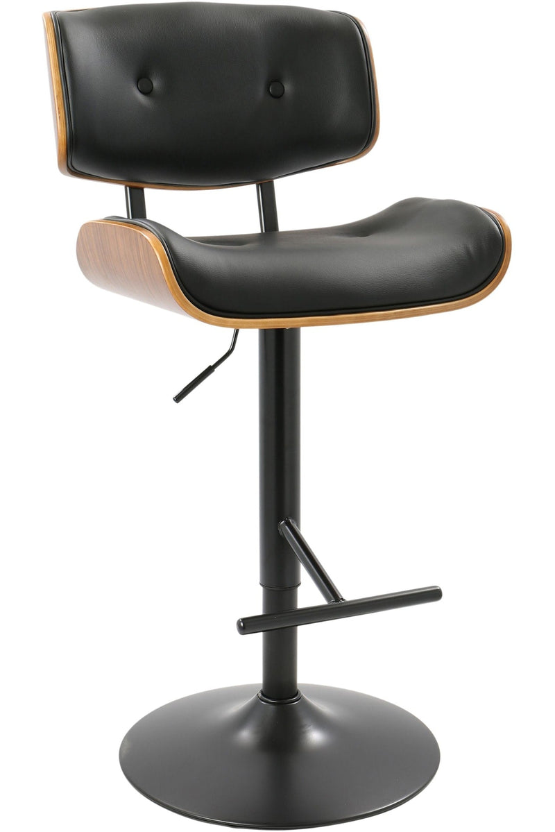 LumiSource Lombardi PU Leather Swivel Counter/Bar Stool Adjustable Height, Walnut/Black F1