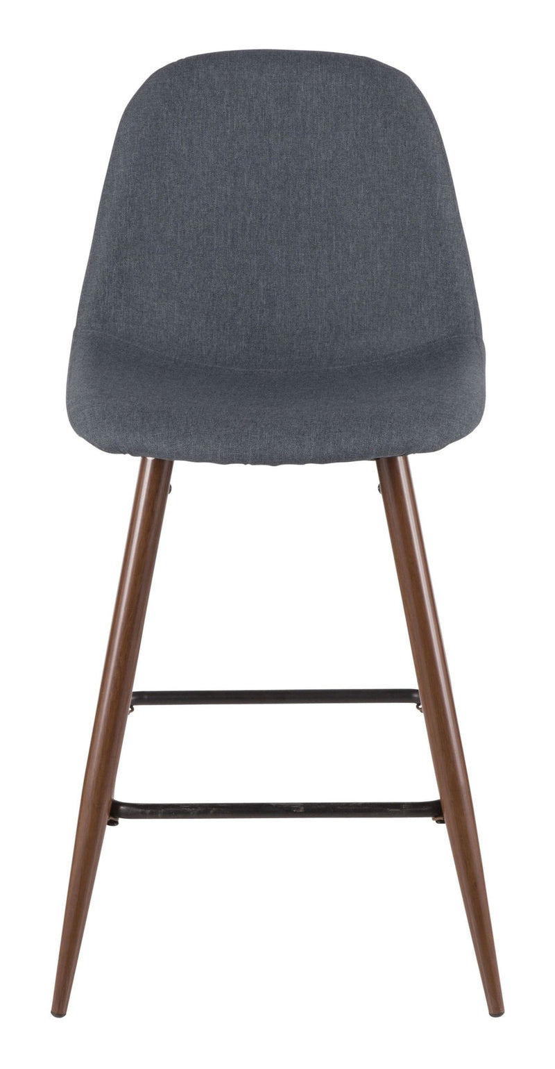LumiSource Pebble Armless Upholstered Counter/Bar Stool (2-Piece Set), Walnut/Blue O2