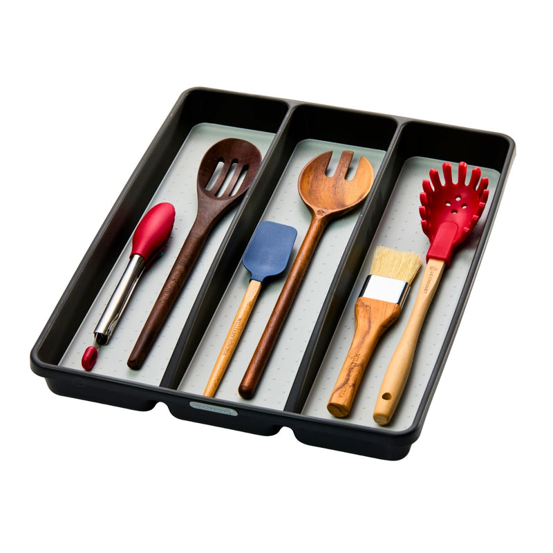 Madesmart 3-Compartment Kitchen Utensil Drawer Organizer Tray/Holder, Grey K7