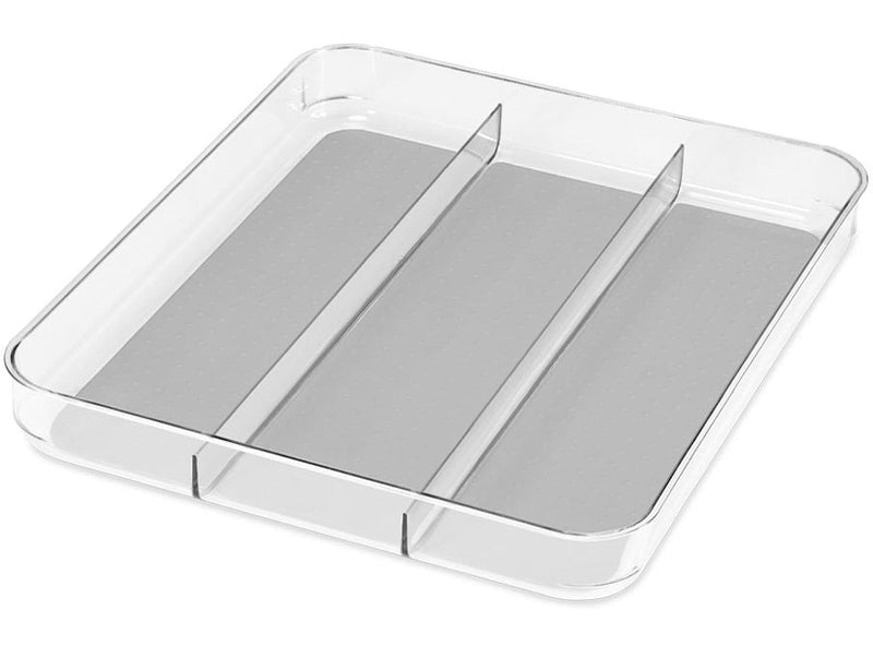 Madesmart Large 3-Compartment Drawer Storage Organizer Tray/Bin For Kitchen/Vanity/Office, Clear H4