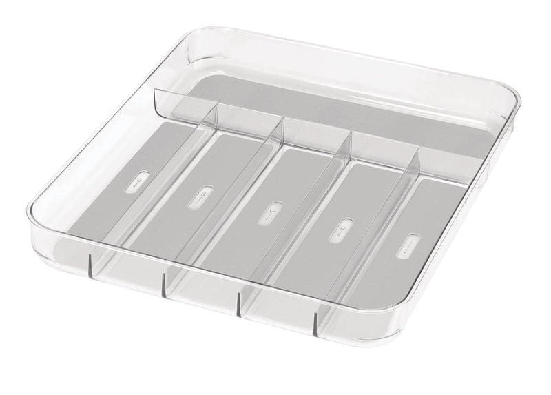 Madesmart Large 6-Compartment Cutlery & Kitchen Utensil Drawer Organizer Tray/Holder, Clear I4