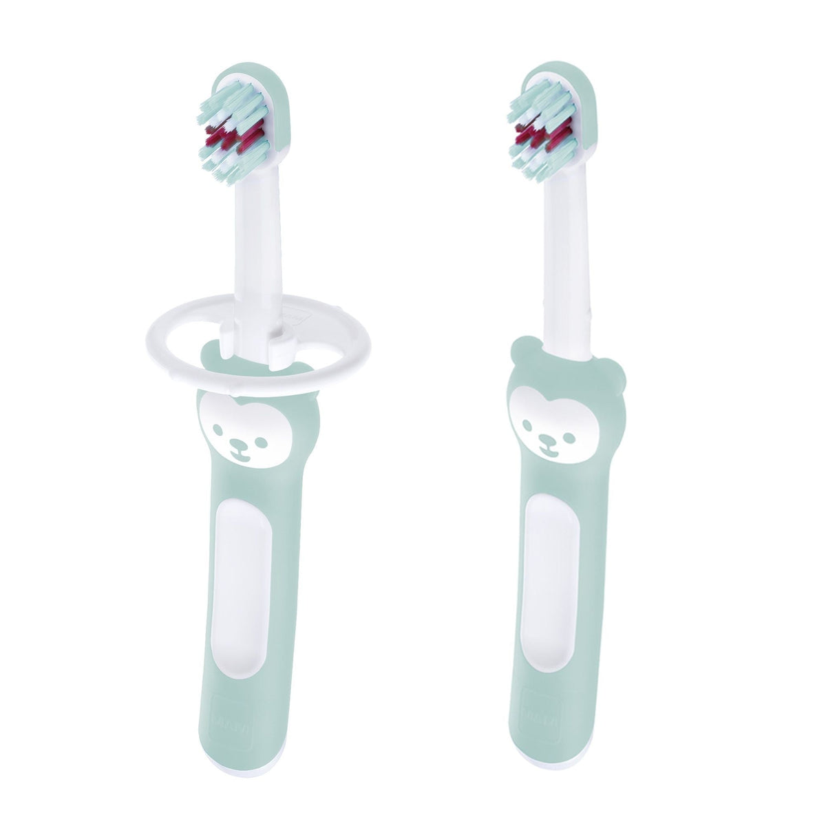 MAM Baby Toothbrush with Safety Shield, Mint Green, 2-pk