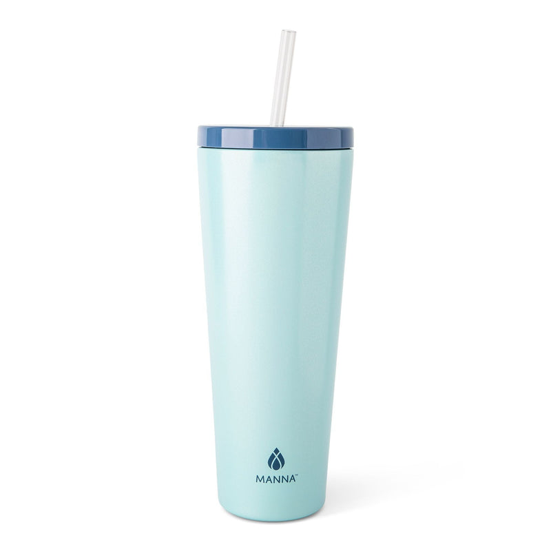 Manna Axel Sparkle Stainless Steel Double Wall Insulated Tumbler, 24-oz, Assorted Colours, with Reusable Straw T7