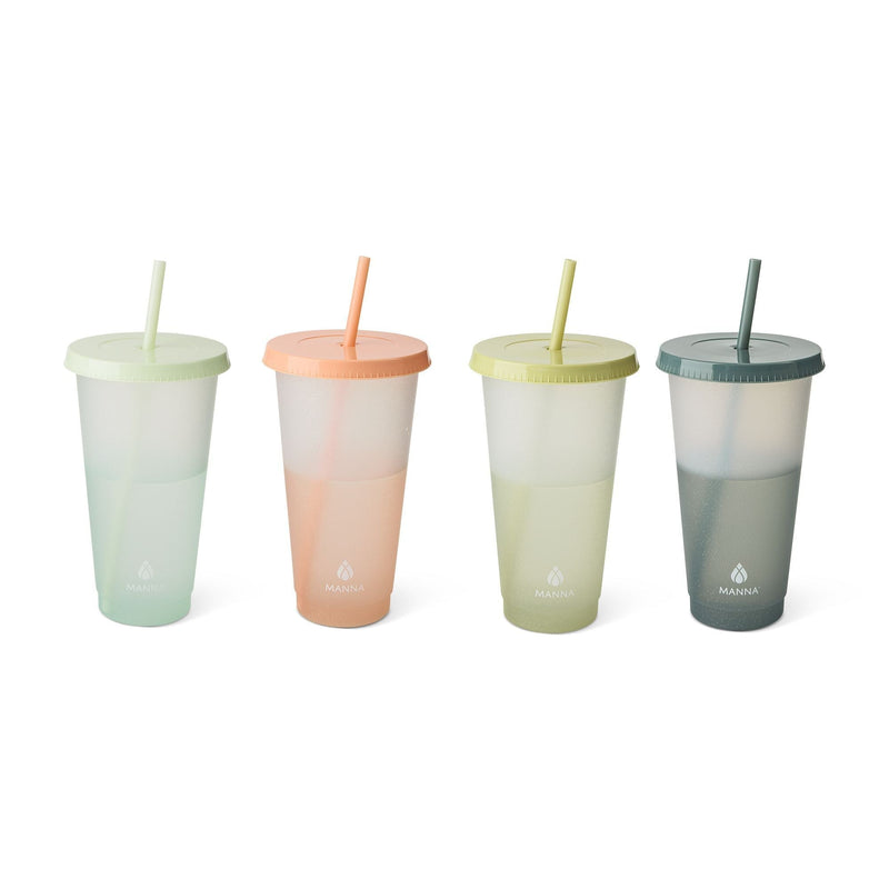 Manna Colour Changing Glitter Plastic Tumbler with Splashproof Lid, 24-oz, 4-pk R7