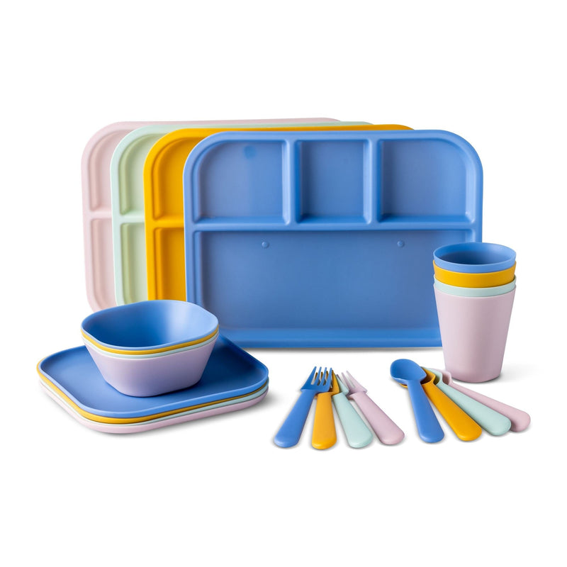 Manna Kids' Plastic Dinnerware Set, Serves 4, 24-pc, Dishwasher Safe N0