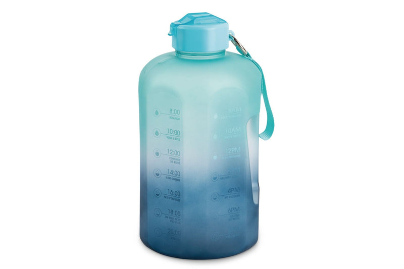 Manna Motivational Water Bottle, 3.7 L, Jumbo-Size, Ombre Blue, with Leakproof Lid L8