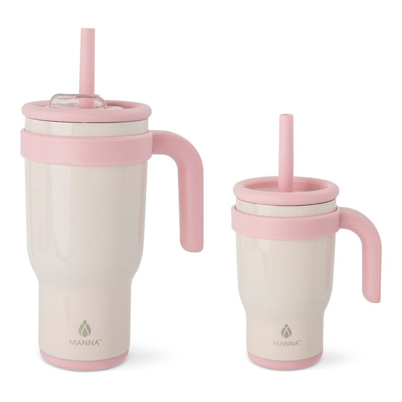 Manna Oslo Mommy & Me Matching Duo Stainless Steel Tumbler Set, Includes 14-oz & 30-oz, Various Colours, 2-pk N0