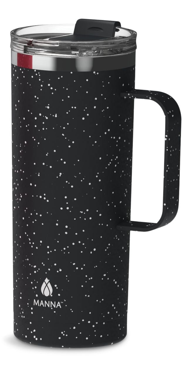 Manna Tahoe Insulated Stainless Steel Mug with Leakproof Lid, Speckled Black, 591-mL W5