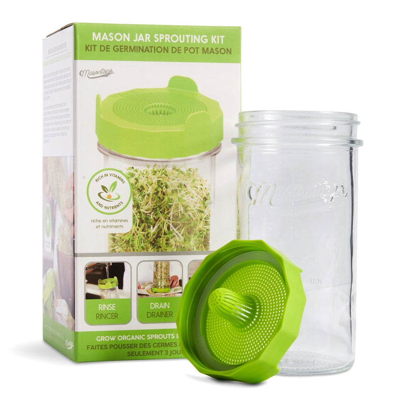 Masontops Single Mason Jar Sprouting Kit with Seeds, 3-pc A1