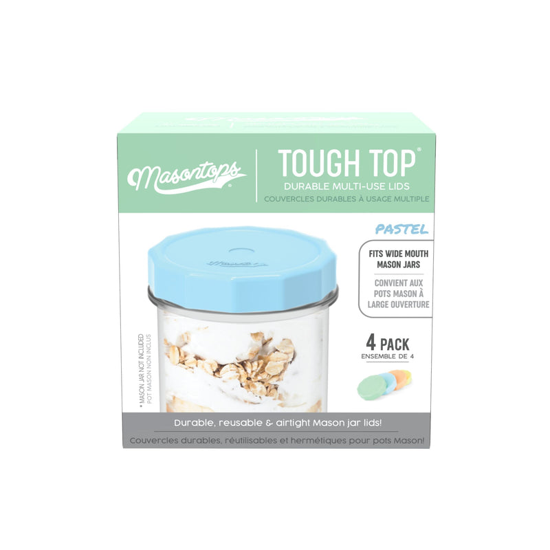 Masontops Tough Tops Durable Plastic Lids, Regular-Mouth, Assorted, 4-pk A7