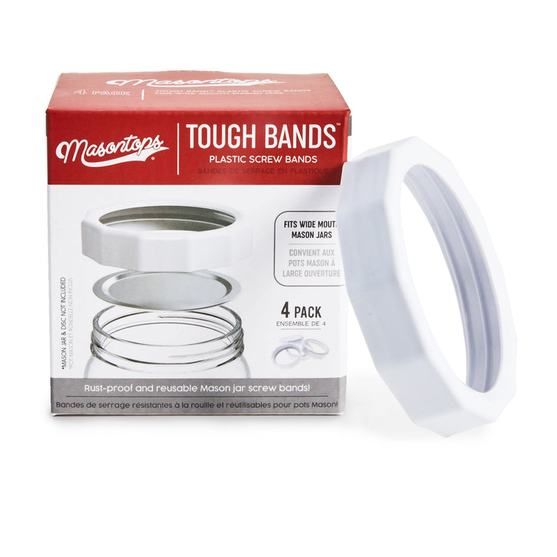 Masontops Wide Tough Screw Band for Jars, Rust-proof, 4-pk A8