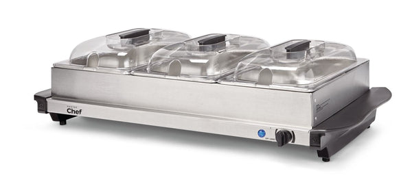 MASTER Chef 3-Tier Buffet Server/Food Warmer with Warming Tray, Stainless Steel, 300W J7