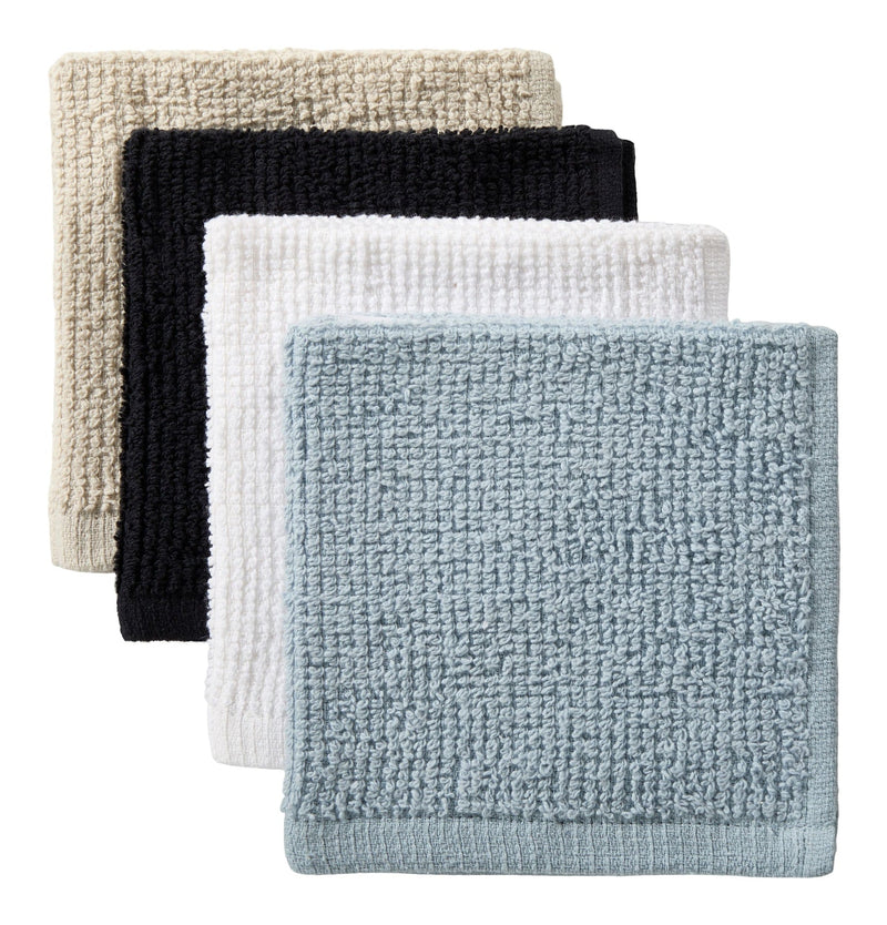 Master Chef Bar Mop Dish Cloths, Black, Grey & Dusty Blue, 12-in, 8-pk T4