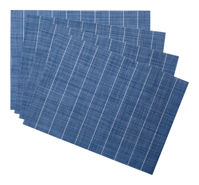 Master Chef Blue Striped Woven Textilene Placemats, 13-in x 18-in, 4-pk D6