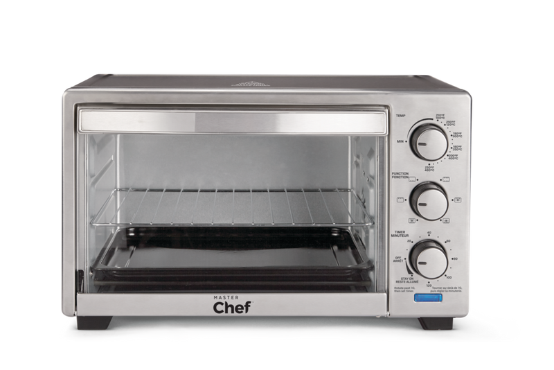MASTER Chef Convection Toaster Oven with 4 Functions, Stainless Steel, Black, 6-Slices U1