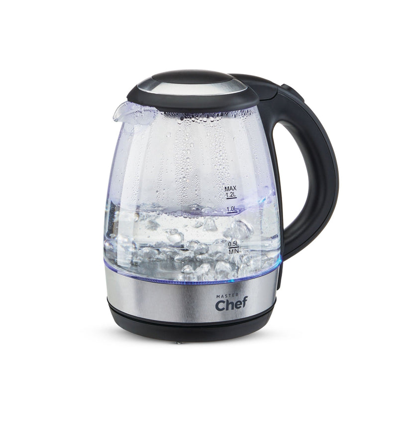 MASTER Chef Cordless Electric Kettle with Auto Shut Off & Blue Light, Glass, 1.2L A7