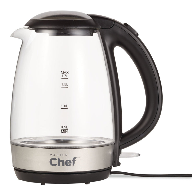 MASTER Chef Cordless Electric Kettle with Blue Light, Glass, 1.7L R6