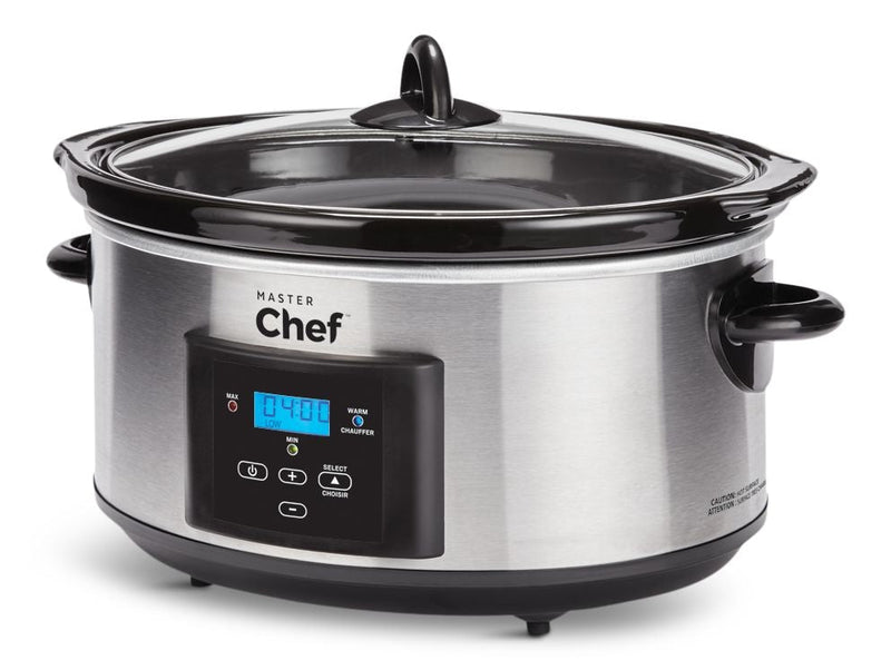 MASTER Chef Digital Programmable Slow Cooker, Stainless Steel, 6qt C8