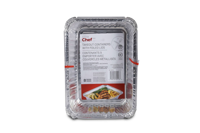 Master Chef Disposable Foil Take Out Food Storage Container with Lid, 3-lb, 4-pk N5