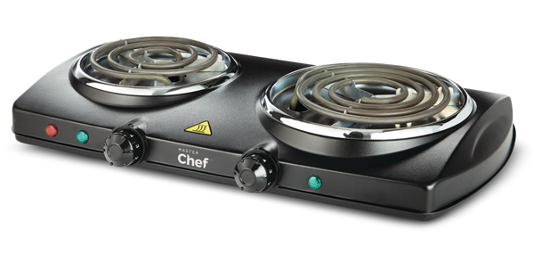 MASTER Chef Double Burner Hot Plate, Black, 1500W L6