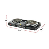 MASTER Chef Double Burner Hot Plate, Black, 1500W