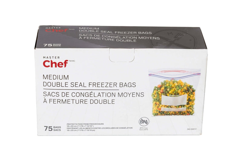 Master Chef Double Seal Medium Freezer Bag, 75-pk Z1