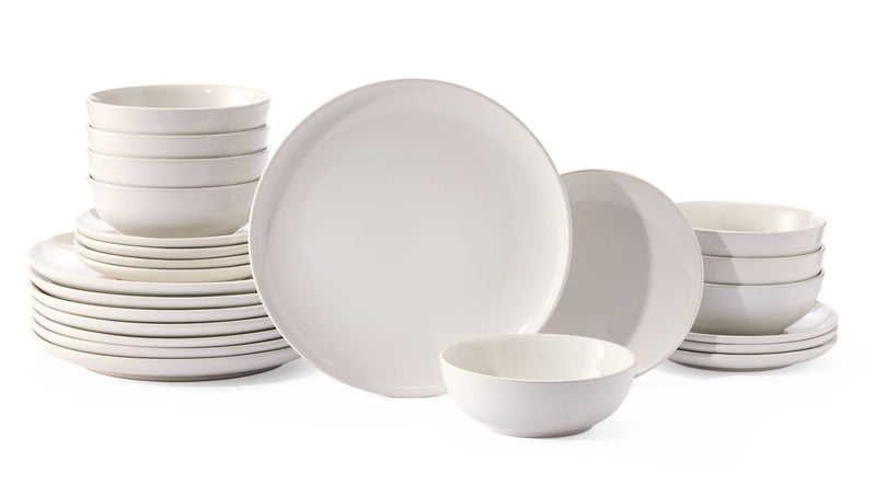 Master Chef Essential Coupe Stoneware Dinnerware Set, Serves 8, 24-pc, Bright White Y2