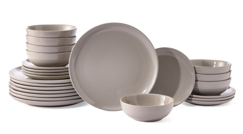 Master Chef Essential Coupe Stoneware Dinnerware Set, Serves 8, 24-pc, Light Grey R8