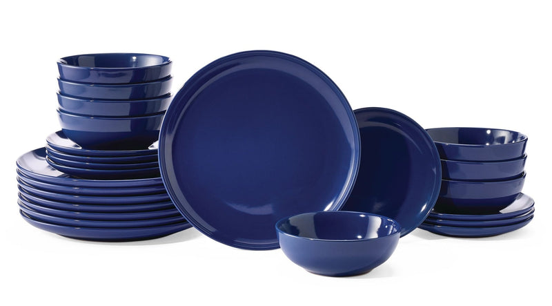 Master Chef Essential Coupe Stoneware Dinnerware Set, Serves 8, 24-pc, Sodalite Blue H3