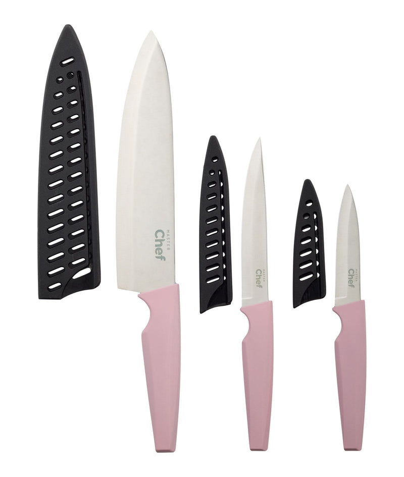 Master Chef Knife Set with Colour Soft Touch Handle, 3-pc C0