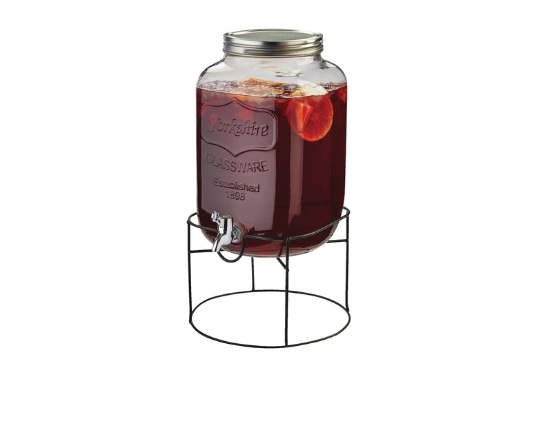 MASTER Chef Mason Glass Jar Reusable Dispenser, 8L, Clear, with Stand, Clear, 8-L I2