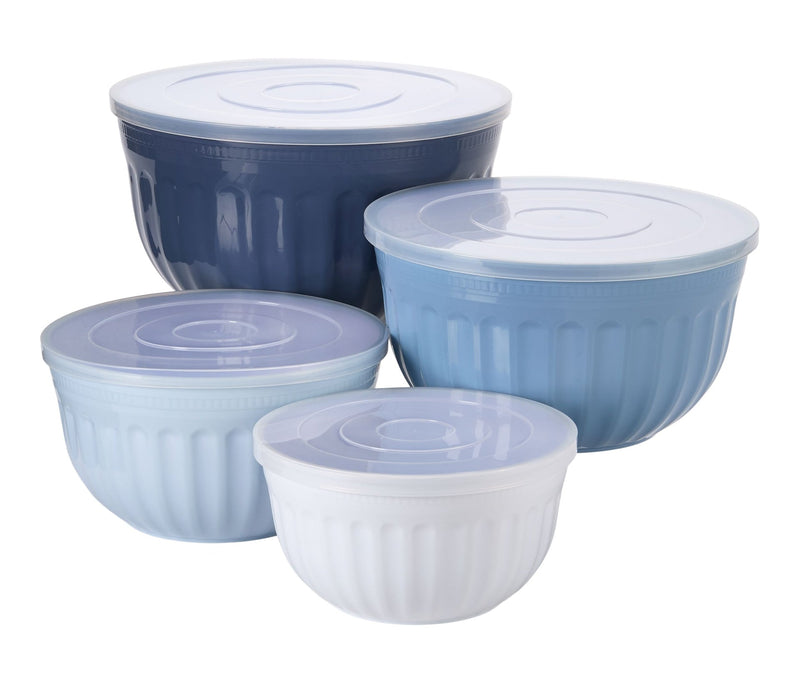 Master Chef Nestable Navy Mixing Bowl Set with Lids, 8-pc G1