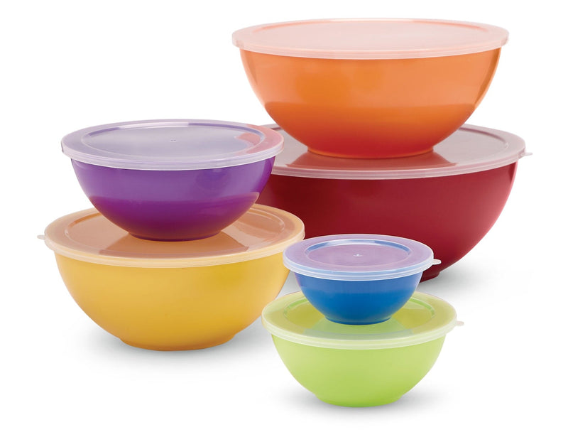 MASTER Chef Plastic Mixing Bowl Set with Lids, Assorted Sizes, 6-pk J2