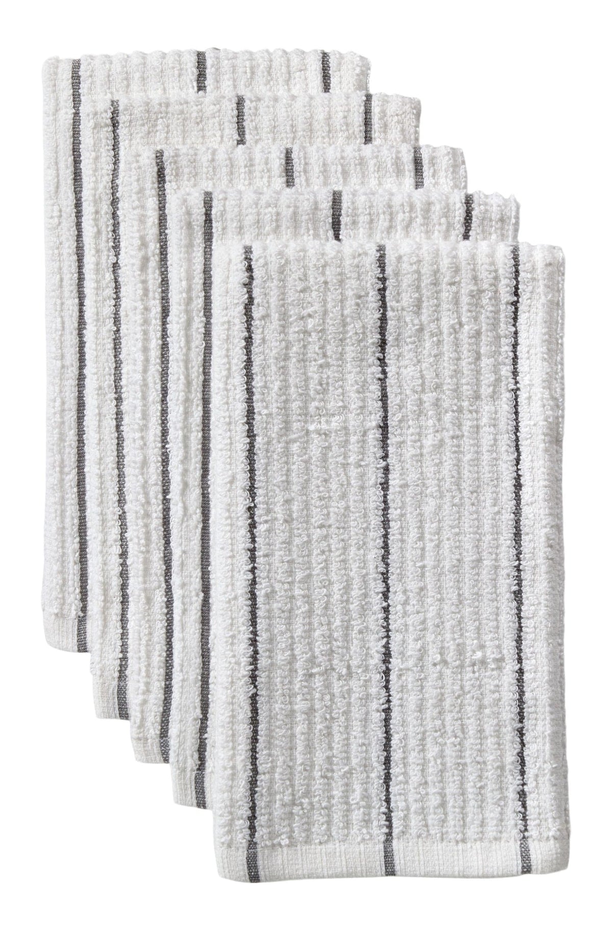 Master Chef Ribbed Stripe Bar Mop Dish Cloths, Grey Stripes, 5-pk