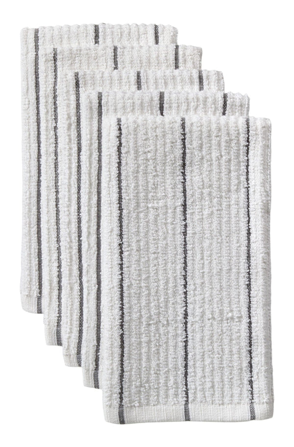 Master Chef Ribbed Stripe Bar Mop Dish Cloths, Grey Stripes, 5-pk F9