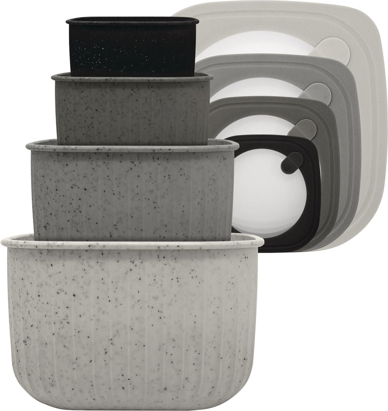 Master Chef Square Bowl Food Storage Container Set with Lid, Grey, 4-pc F8