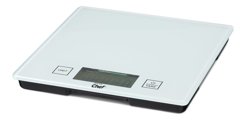 MASTER Chef Square Glass Kitchen Scale, White, 5-kg V1