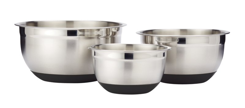 MASTER Chef Stainless Steel Mixing Bowl Set with Non-Slip Bottom, Assorted Sizes, 3-pc X0