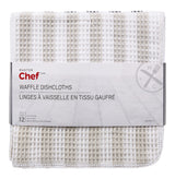 Master Chef Waffle Checkered Cotton Dish Cloths, Black, Grey & Blue, 14-in, 12-pk