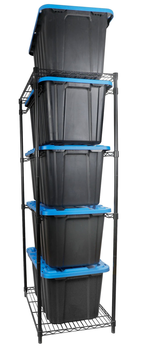 Mastercraft 5-Tier Steel Tote Storage Rack, Black, Totes Not Included H2