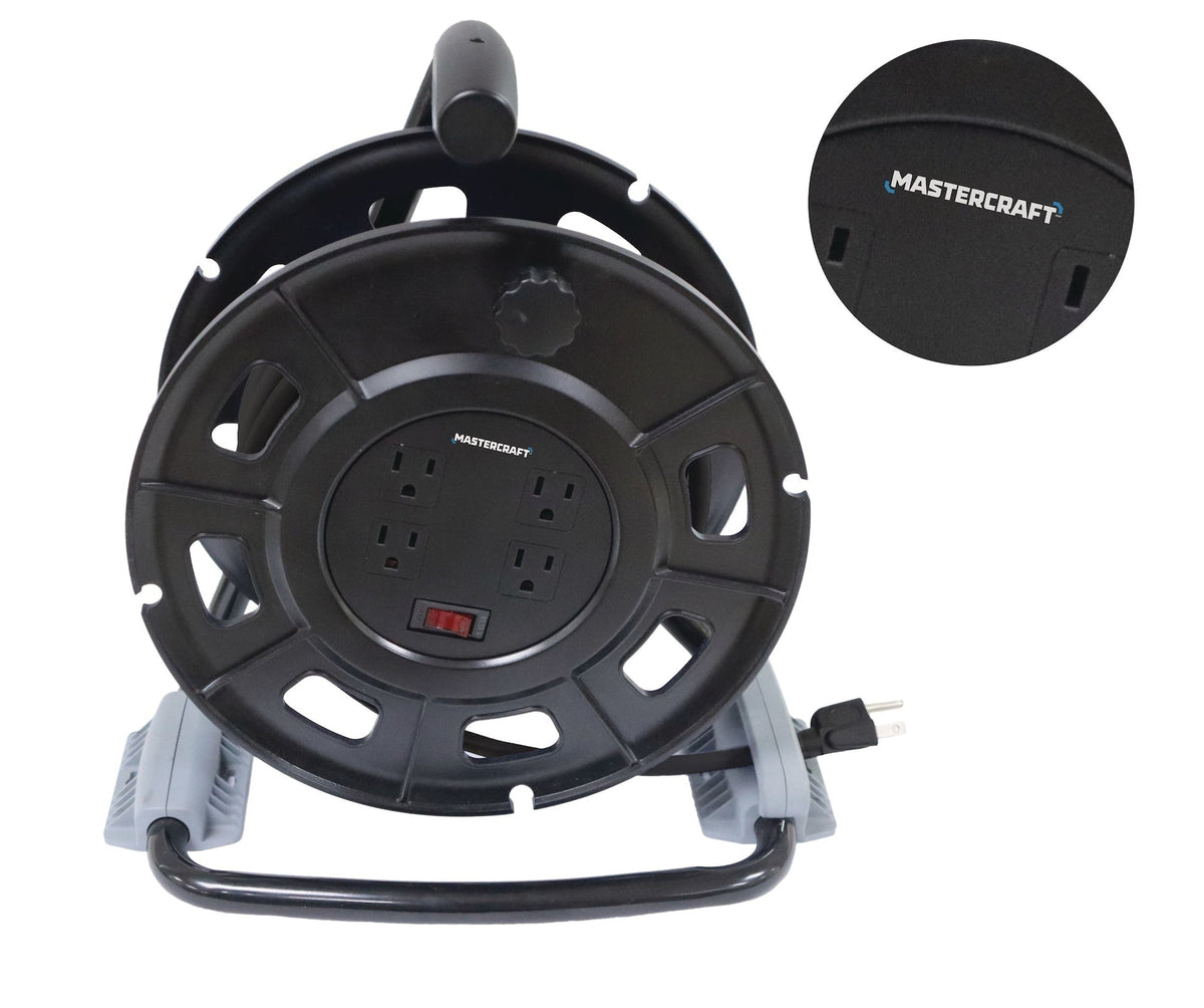 Mastercraft 50-ft 14-Gauge Black Cord Reel with Stand