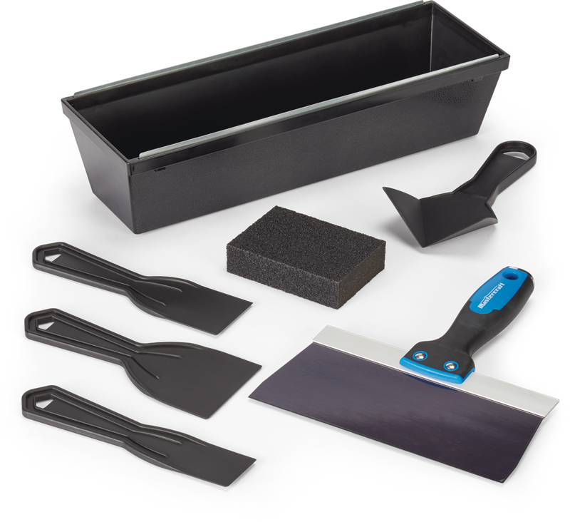 Mastercraft DIY Drywall Set with Mud Pan, Taping Knife, Corner Tool, Putty Knife & Sponge, 7-pc N2