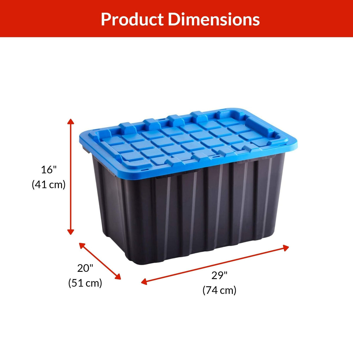 Mastercraft Heavy Duty Stackable Storage Box with Lid, 102-L, Black/Blue