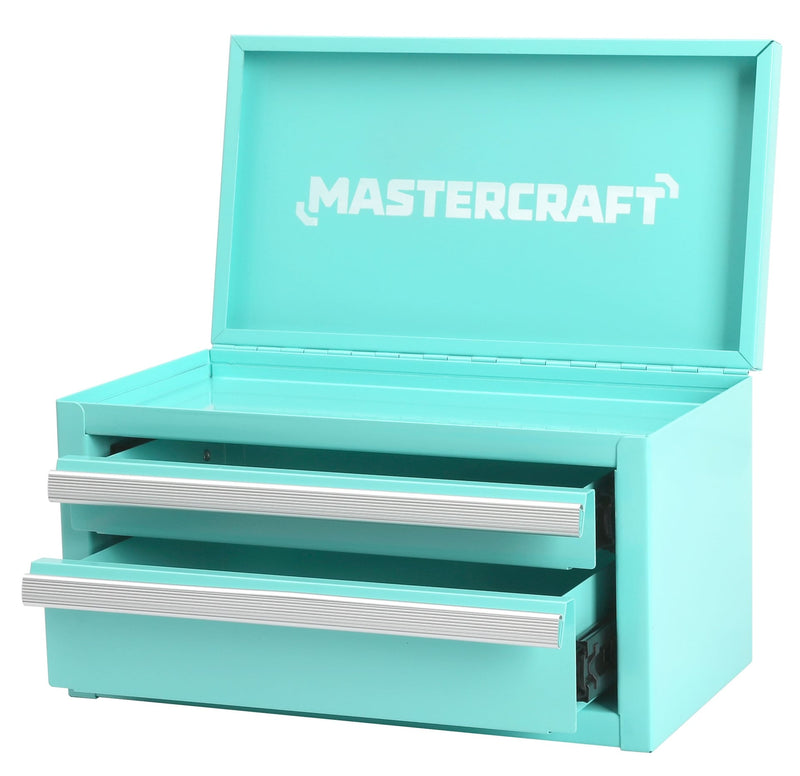 Mastercraft Mini Toolbox with 2 Drawers, Aqua C3