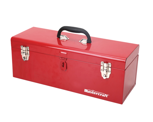 Mastercraft Portable Metal Hip Roof Tool Box with Removable Tray, 19-in, Red T3