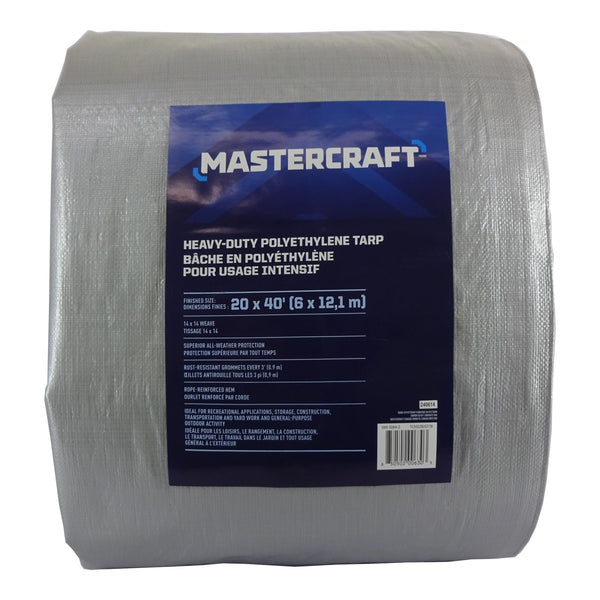 Mastercraft Premium Heavy Duty Tarp, Poly, Waterproof, 20-ft x 40-ft K5